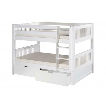 ECO-FLEX Camaflexi Low Bunk Bed With Drawers - Mission Headboard - White Finish C2013_DR
